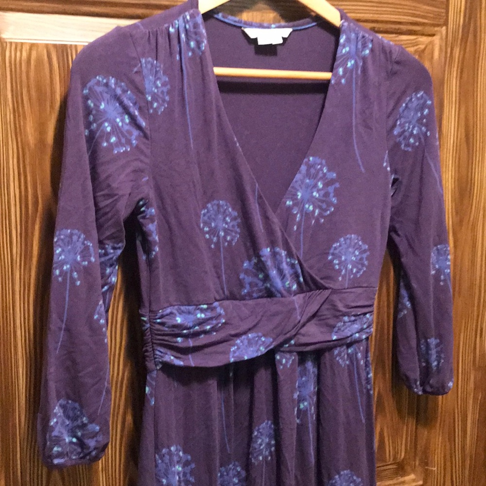 Boden Cotton blend dress purple sz 6 elbow sleeve